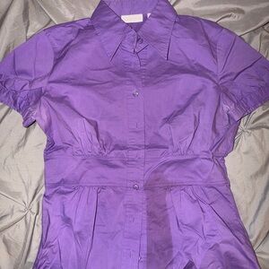 New York & Company Vibrant Purple Poplin Blouse